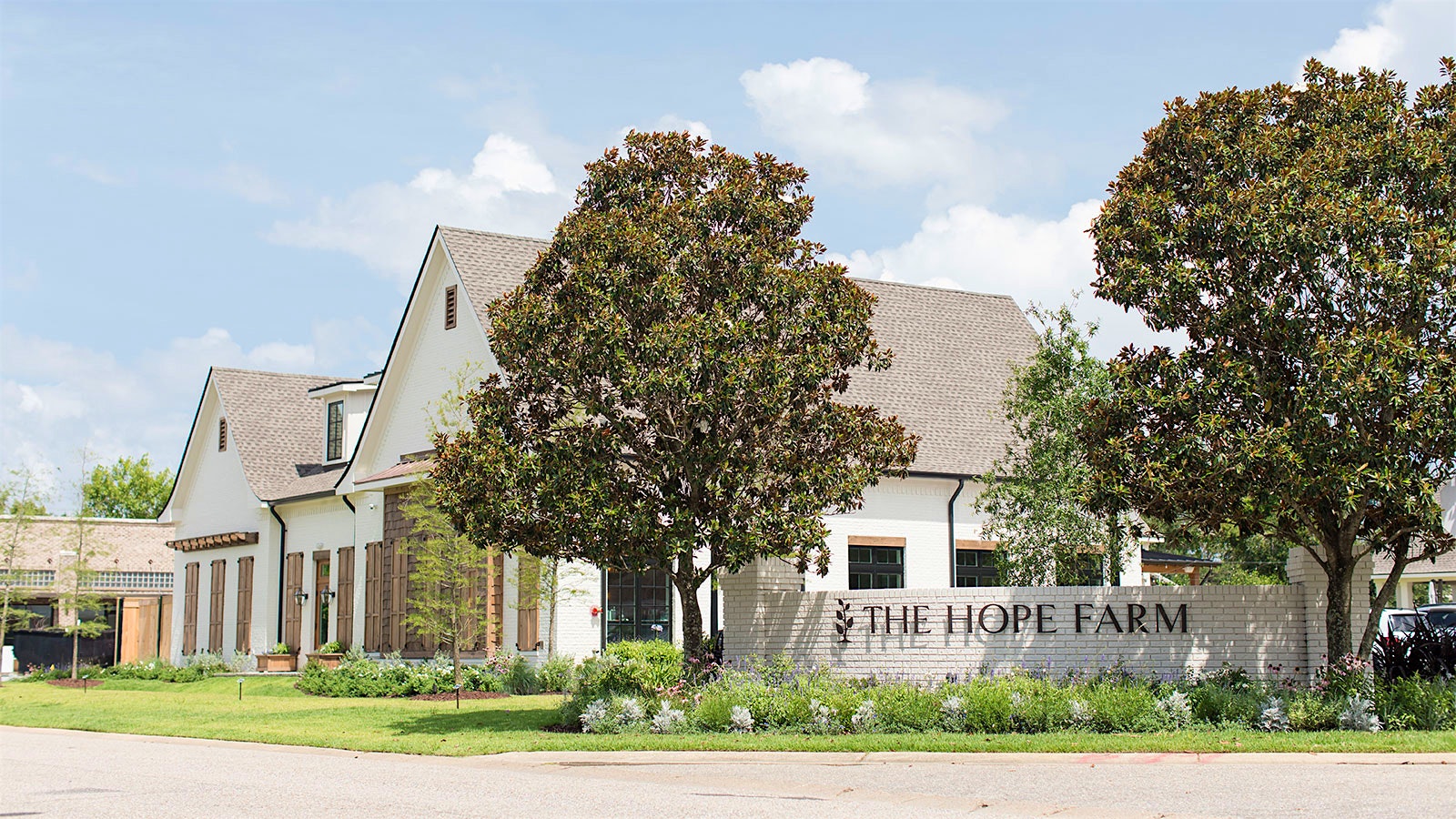 View of the sign and exterior of the Hope Farm